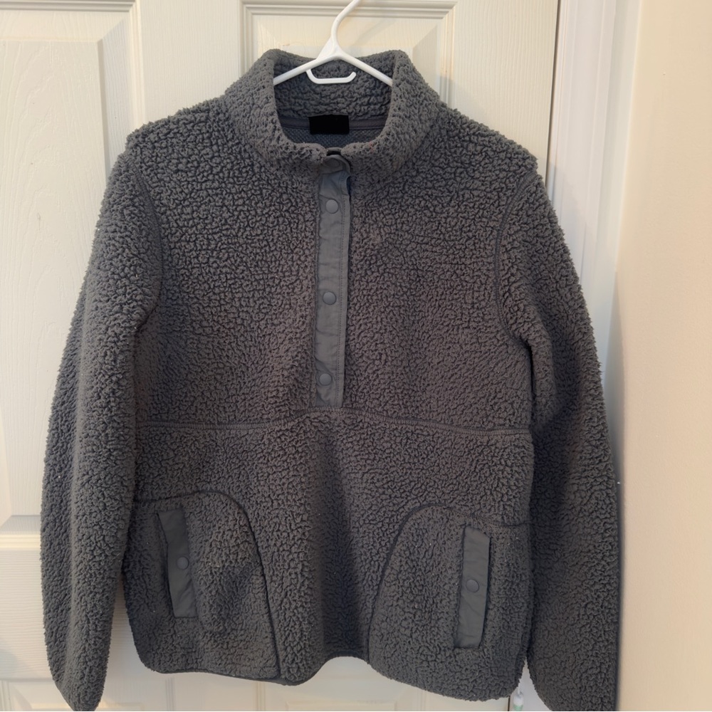 Medium Uniqlo Navy Green Teddy Jacket